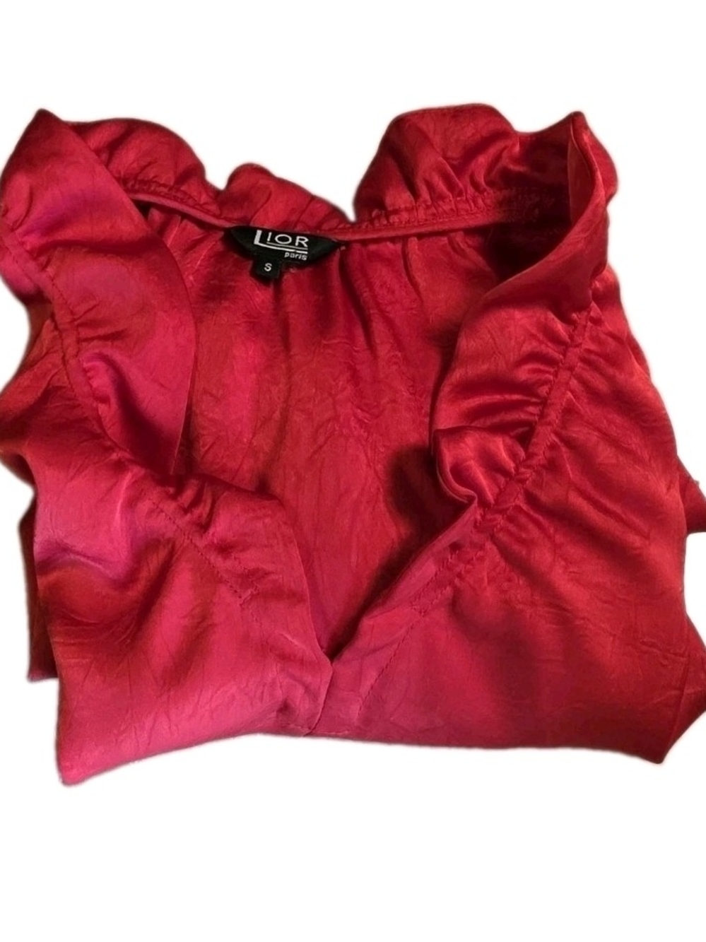 Bright Red Ruffle-Trim Tunic Top - Picture 12 of 12